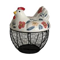 Cesta De Ovos Cerâmica Em Forma De Galinha Com Tampa, Organizador Rústico De Cozinha Para Frutas E Cesta De Ovos Cerâmica Em Forma De Galinha Com Tampa, Organizador Rústico De Cozinha Para Frutas E