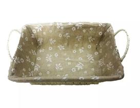 Cesta de Pães Retangular Forro em Pano Estampado Ref.76111 Cesta de Pães Retangular Forro em Pano Estampado Ref.76111