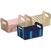 Cesta de Papel Caixote G 25X19X10CM Decorado Pacote com 10