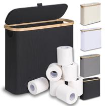 Cesta de Papel Higiênico Efluky 28L com Tampa - Preta