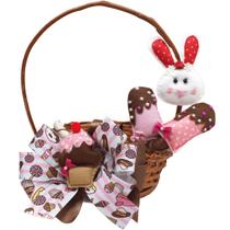 Cesta De Páscoa Decoração Artesanal Coelho Rosa Docinho 30cm Cesta De Páscoa Decoração Artesanal Coelho Rosa Docinho 30cm