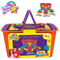 Cesta de Pic Nic Maria Clara e Jp 16 Peças Faz de Conta Série Brinquedos de Menina Elka