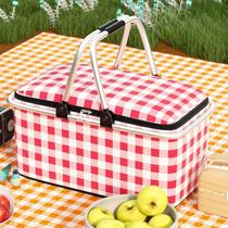 Cesta De Picnic Portátil Isolada E Dobrável De Grande Capacidade Para Camping E Passeios Ao Ar Livre Cesta De Picnic Portátil Isolada E Dobrável De Grande Capacidade Para Camping E Passeios Ao Ar Livre