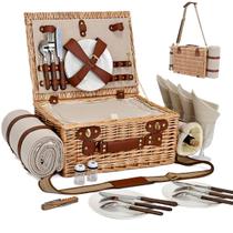 Cesta de Picnic SatisInside con Manta y Bolsa Térmica para 4 Personas