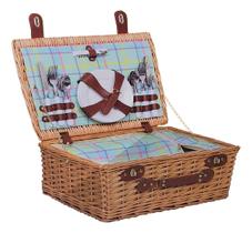 Cesta De Picnic Vintage Talheres Prato E Copos P/ 4 Pessoas