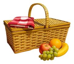 Cesta de Piquenique em Vime Marrom Claro 42 cm