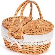 Cesta de piquenique HappyPicnic, vime de 30 cm com alça dobrável Cesta de piquenique HappyPicnic, vime de 30 cm com alça dobrável