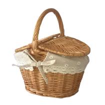 Cesta de Piquenique JAGTRADE com Dupla Tampa em Vime 26x18x14 cm
