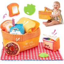 Cesta de piquenique Sensory Toy Hahaland de 6 a 12 meses com rugas, chocalhos, mordedor e espelho Cesta de piquenique Sensory Toy Hahaland de 6 a 12 meses com rugas, chocalhos, mordedor e espelho