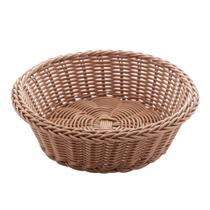 Cesta de Plástico Rattan Marrom Redonda 24cm Lyor