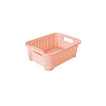 Cesta de Plástico Retangular Organizadora 990 ml Empilhável Trama-Rosa pastel - Plasutil Cesta de Plástico Retangular Organizadora 990 ml Empilhável Trama-Rosa pastel - Plasutil