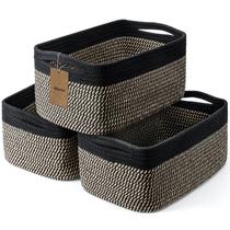 Cesta de prateleira Maxuni, pacote com 3 cordas de algodão 30x20x13 cm, preta