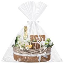 Cesta de presente Colingmill tecida vazia com fitas e bolsa 35,5 x 25,5 x 14 cm