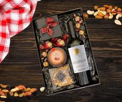 Cesta de Presente Com Vinho Red Gift Presente Gourmet Presente Luxo Namorada Mulher Empresaria