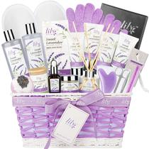 Cesta de presente Lily Roy Luxury Lavender Bath, conjunto de 22 peças para mulheres Cesta de presente Lily Roy Luxury Lavender Bath, conjunto de 22 peças para mulheres