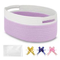 Cesta de presente para bebês BOSROTY Cotton Rope 33x23x14 cm roxa
