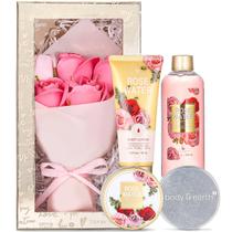 Cesta de presentes de spa BODY & EARTH para mamãe com aroma de rosa, 5 peças Cesta de presentes de spa BODY & EARTH para mamãe com aroma de rosa, 5 peças