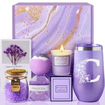 Cesta de presentes de spa, conjunto inicial de lavanda MADDIFY com copo