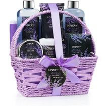 Cesta de presentes de spa LOVERY Luxury, 9 peças, conjunto de banho e corpo, lavanda Cesta de presentes de spa LOVERY Luxury, 9 peças, conjunto de banho e corpo, lavanda