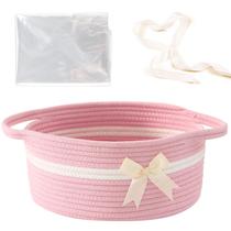 Cesta de presentes HomeyPine Pink Woven Rope 30x20x13 cm