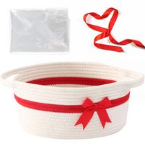 Cesta de presentes HomeyPine Small Woven Rope 30x20x13cm branca Cesta de presentes HomeyPine Small Woven Rope 30x20x13cm branca