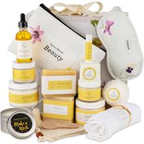 Cesta de presentes Spa Lizush Luxury Citrus, conjunto de autocuidado de 15 peças