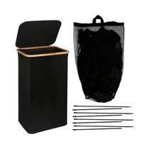 Cesta De Roupa Grande Dobrável De 100 Litros Com Tampa E Bolsa Interna Removível Para Roupas Sujas