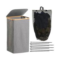 Cesta De Roupa Grande Dobrável De 100 Litros Com Tampa E Bolsa Interna Removível Para Roupas Sujas