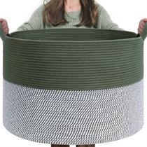 Cesta de Roupa Suja INDRESSME - Grande, em Corda de Algodão Verde