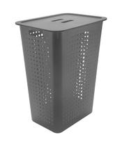 Cesta de Roupas com Tampa OU 47 Litros 41 x 31 x 55cm Chumbo