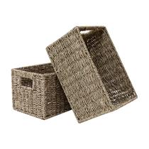 Cesta de vime HOMESTEAD Seagrass com alças para armazenamento, pacote com 2