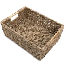 Cesta de vime VATIMA de ervas marinhas retangulares grandes 40x27x14cm