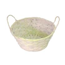 Cesta Decorativa de Bambu c/ Alça 23cm Amarelo