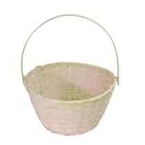 Cesta Decorativa de Bambu c/ Alça 35cm Amarelo