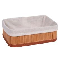 Cesta Decorativa de Bambu com Forro de Tecido - 29x19x10cm - 1 unidade - Rizzo