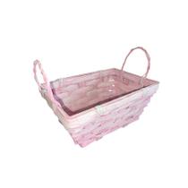 Cesta Decorativa de Bambu Retangular com alça - Rosa - 18cm - 1 unidade - Cromus - Rizzo