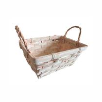 Cesta Decorativa de Bambu Retangular com alça - Rosa Claro - 18cm - 1 unidade - Cromus - Rizzo