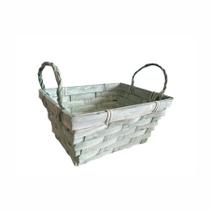 Cesta Decorativa de Bambu Retangular com alça - Verde - 18cm - 1 unidade - Cromus - Rizzo