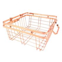 Cesta Decorativa em Metal Cobre Rose Gold com Alças 25,5cm ZL0052 BTC