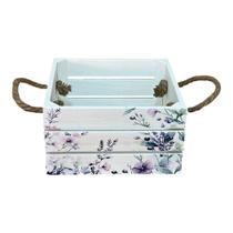 Cesta Decorativa Flores em Madeira com Alça Corda - 25cm Cesta Decorativa Flores em Madeira com Alça Corda - 25cm