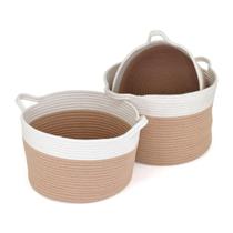 Cesta Decorativa Organizadora Cachepô Tecido Branco 3 Peças Allegra