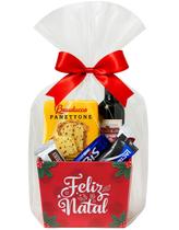 Cesta Delícias de Natal Panettone Mini Vinho e Bombons