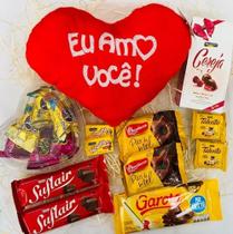 Cesta Dia Dos Namorados, Chocolate + Coração Pelúcia - Camafheus