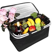 Cesta Dobrável Térmica 30L com Alça de Alumínio Ideal para Feira, Piquenique, Praia, Compras e Armazenamento Doméstico