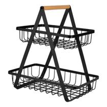 Cesta dupla para frutas Suporte organizador 2 andares ideal para bancada Cesta dupla para frutas Suporte organizador 2 andares ideal para bancada
