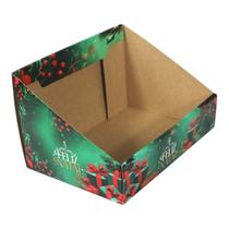 Cesta Elevada G para Presente de Natal Verde "Feliz Natal" 33X23X20 Quantidade:2