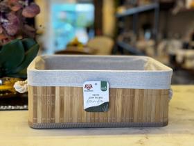 Cesta em bambu com tecido retangular 32x22/13 Cesta em bambu com tecido retangular 32x22/13