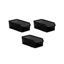 Cesta Empilhavel Organizador Multiuso Preto Cesto 3un