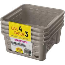 Cesta Empilhável Plástico 746Ml Leve 4 Pague 3 Marrom Cesta Empilhável Plástico 746Ml Leve 4 Pague 3 Marrom