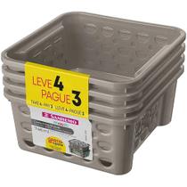 Cesta Empilhável Plástico 746ml Leve 4 Pague 3 Marrom Sanremo